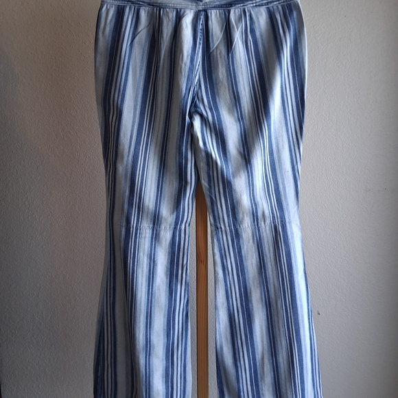 🎀 Free People We The Free Indigo Haze Journey Flare Striped Retro Jeans Sz.31 - Picture 6 of 13